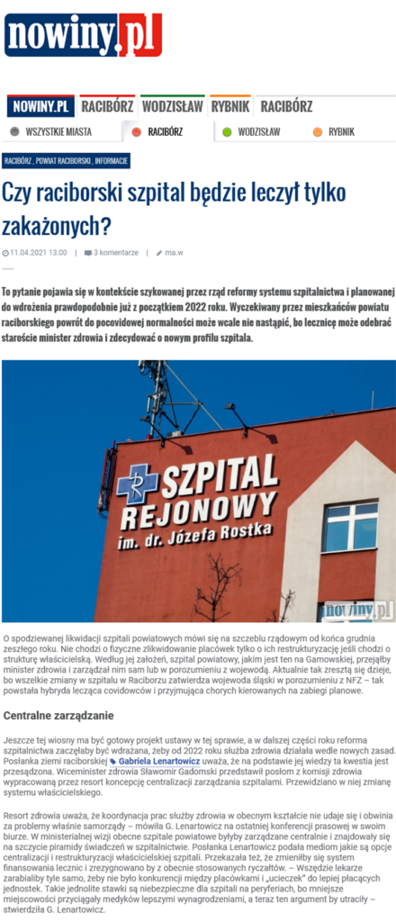 Screenshot_2021-04-18 Czy raciborski szpital będzie leczył tylko zakażonych • Racibórz, Powiat raciborski