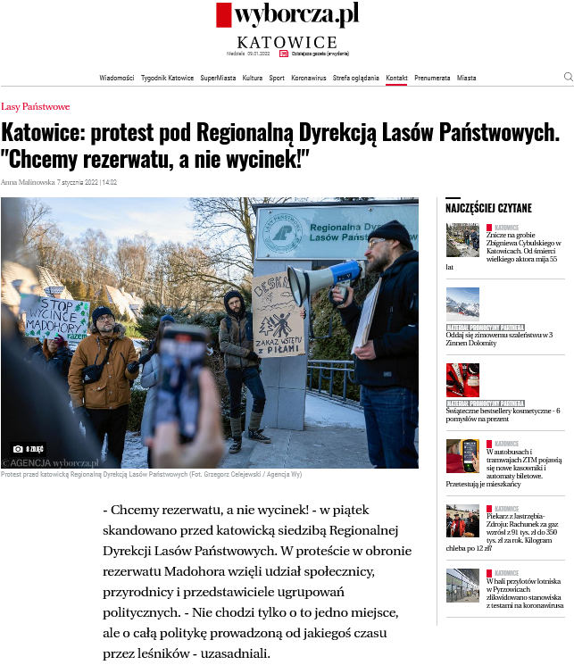 Screenshot 2022-01-09 at 01-22-28 Katowice protest pod Regionalną Dyrekcją Lasów Państwowych Chcemy rezerwatu, a nie wycinek